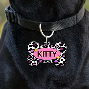 Customized Pet Tags for Cats & Dogs Leopard Print Pattern