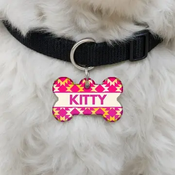 Customized Pet Tags for Cats & Dogs Pink Aztec Pattern