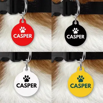 Customized Pet Tags for Cats & Dogs - Plain Colours (Round Shape)