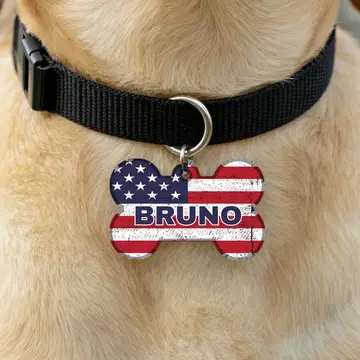 Customized Pet Tags for Cats & Dogs USA Flag