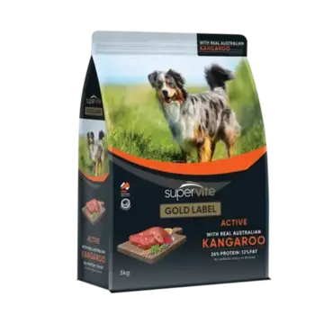 Supervite Gold Label Active Kangaroo Dry Dog Food - 3kg