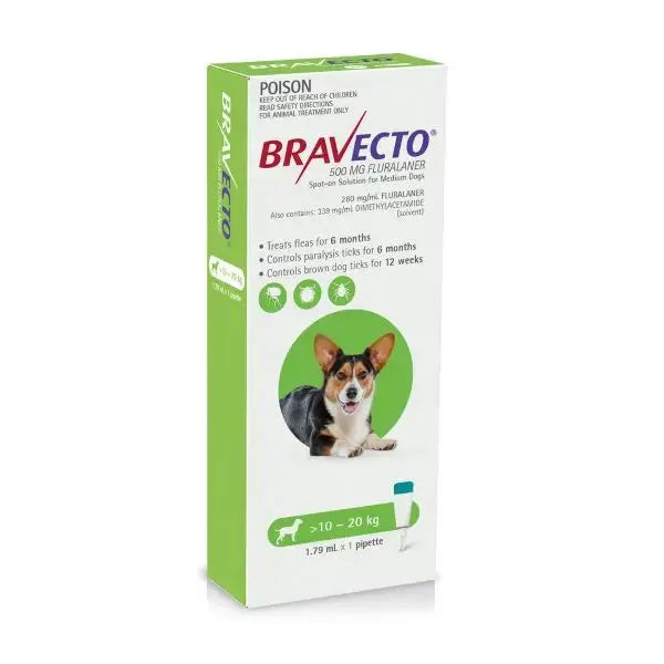 Bravecto Chew for Dogs 10-20 kg (500 mg) - 1 Tablet