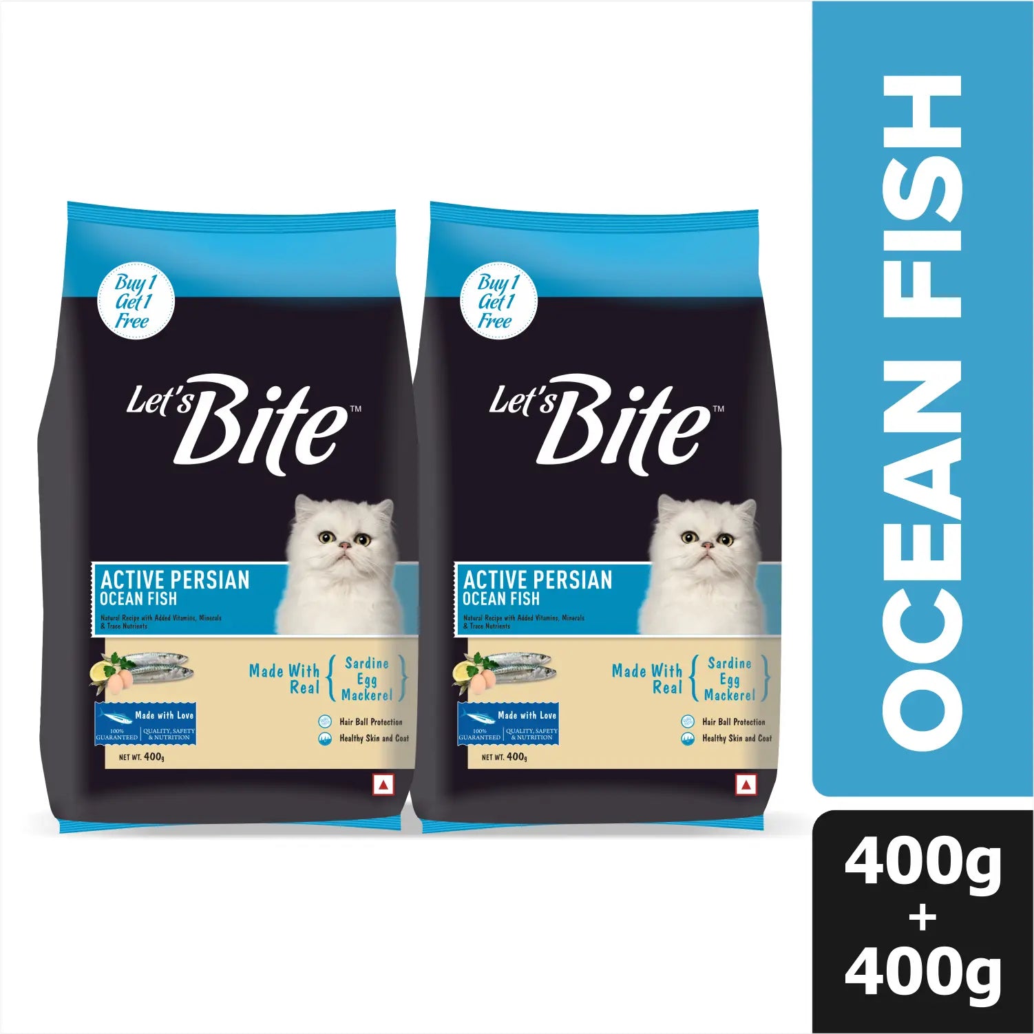 Let's Bite Active Persian Ocean Fish Dry Cat Food - 800 g (400 g × 2)
