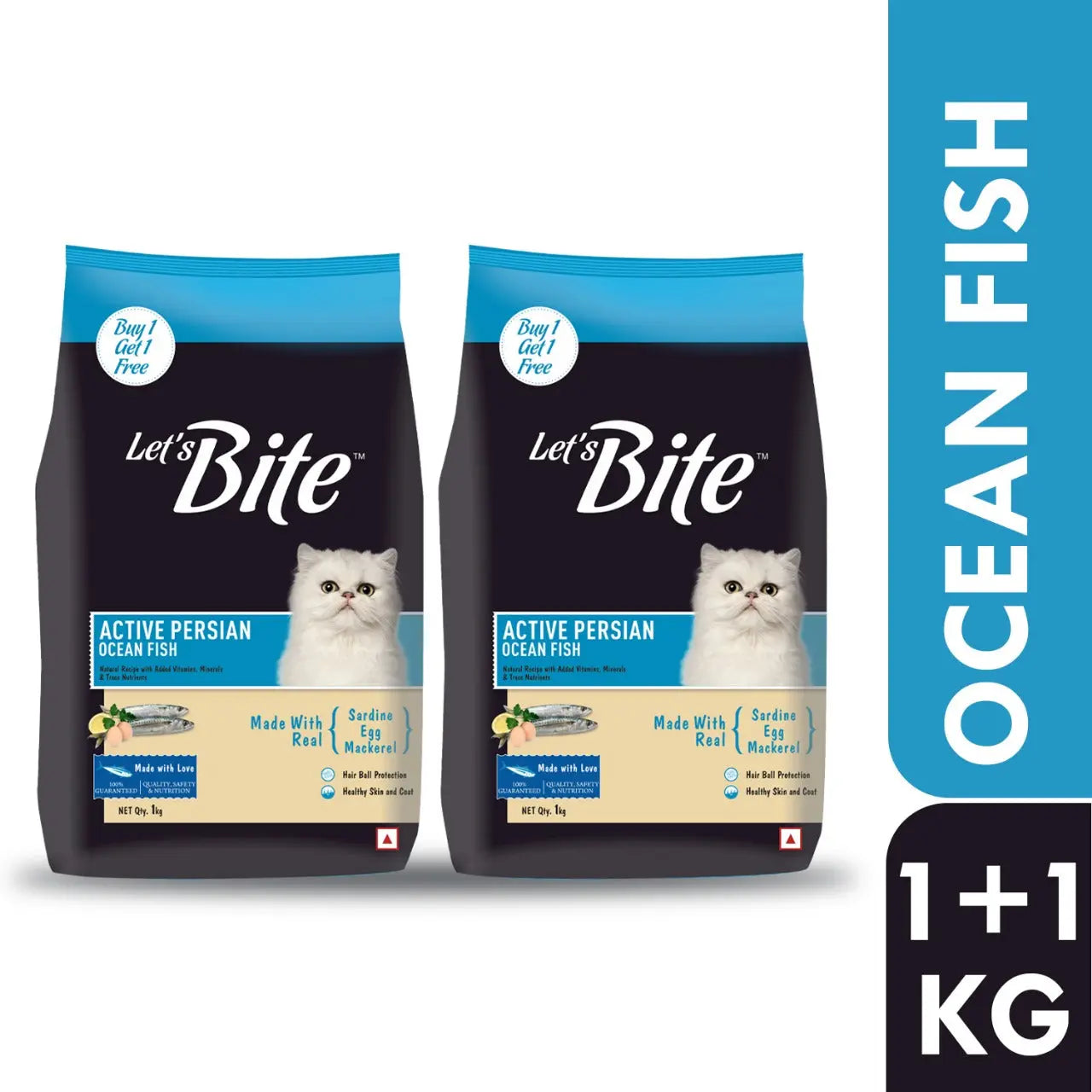 Let's Bite Active Persian Ocean Fish Dry Cat Food - 2kg (1kg × 2)