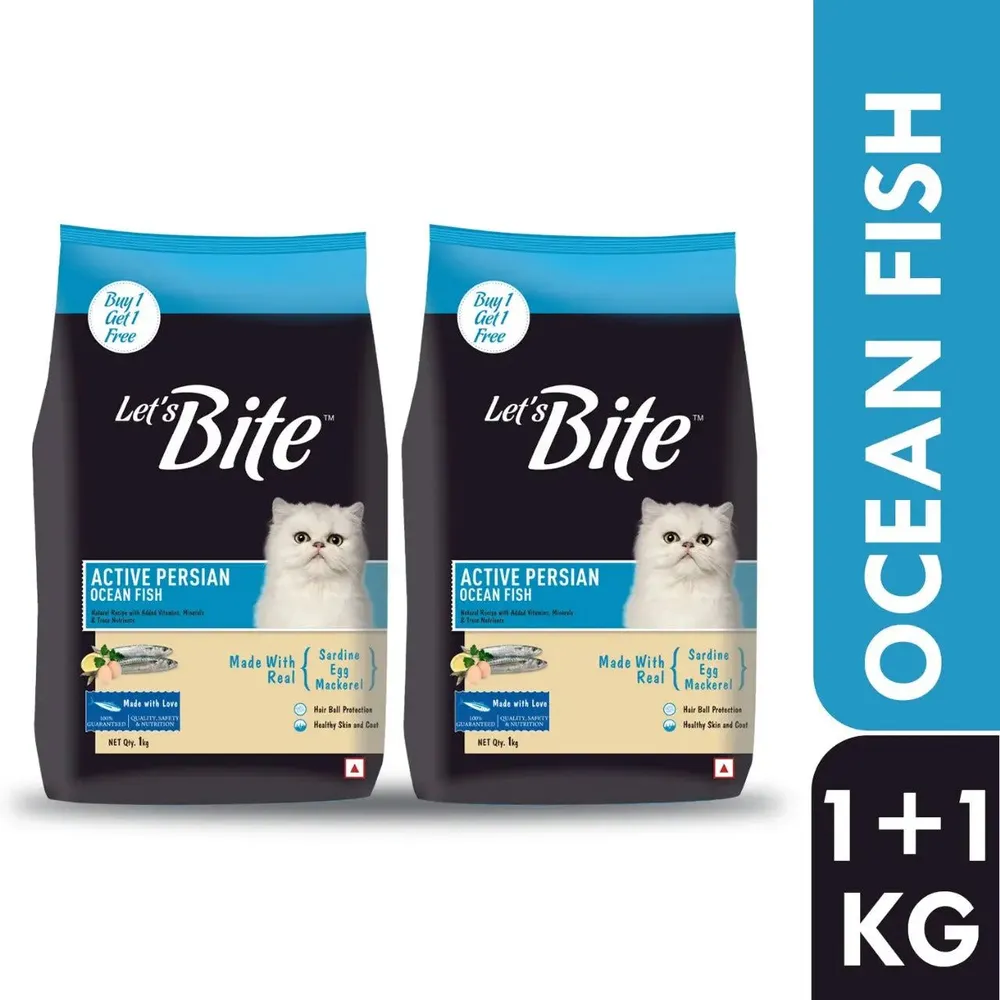 Let's Bite Active Persian Ocean Fish Dry Cat Food - 2kg (1kg × 2)