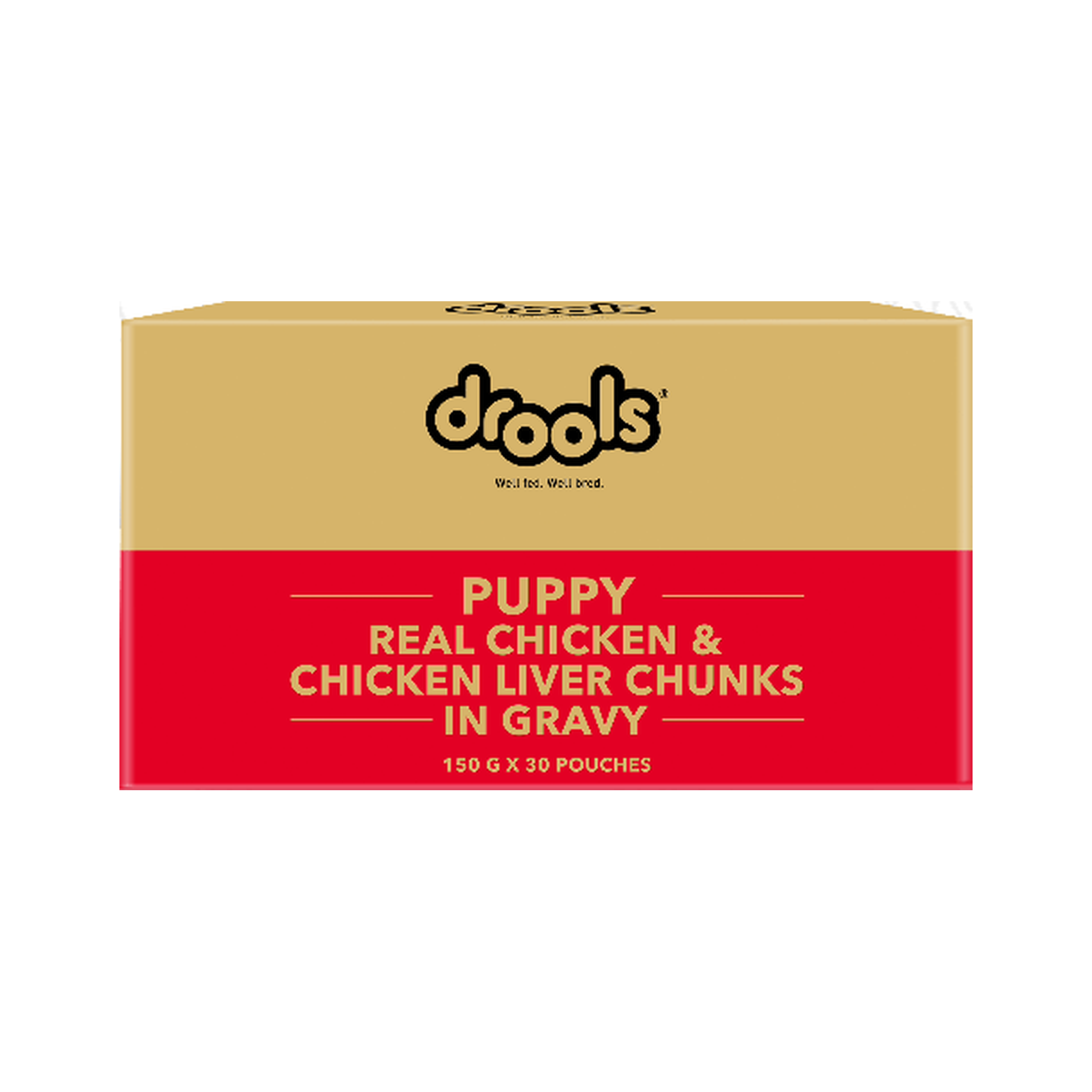 Drools Puppy Wet Dog Food - Real Chicken & Chicken Liver in Gravy, 150 g × 30 Pouches