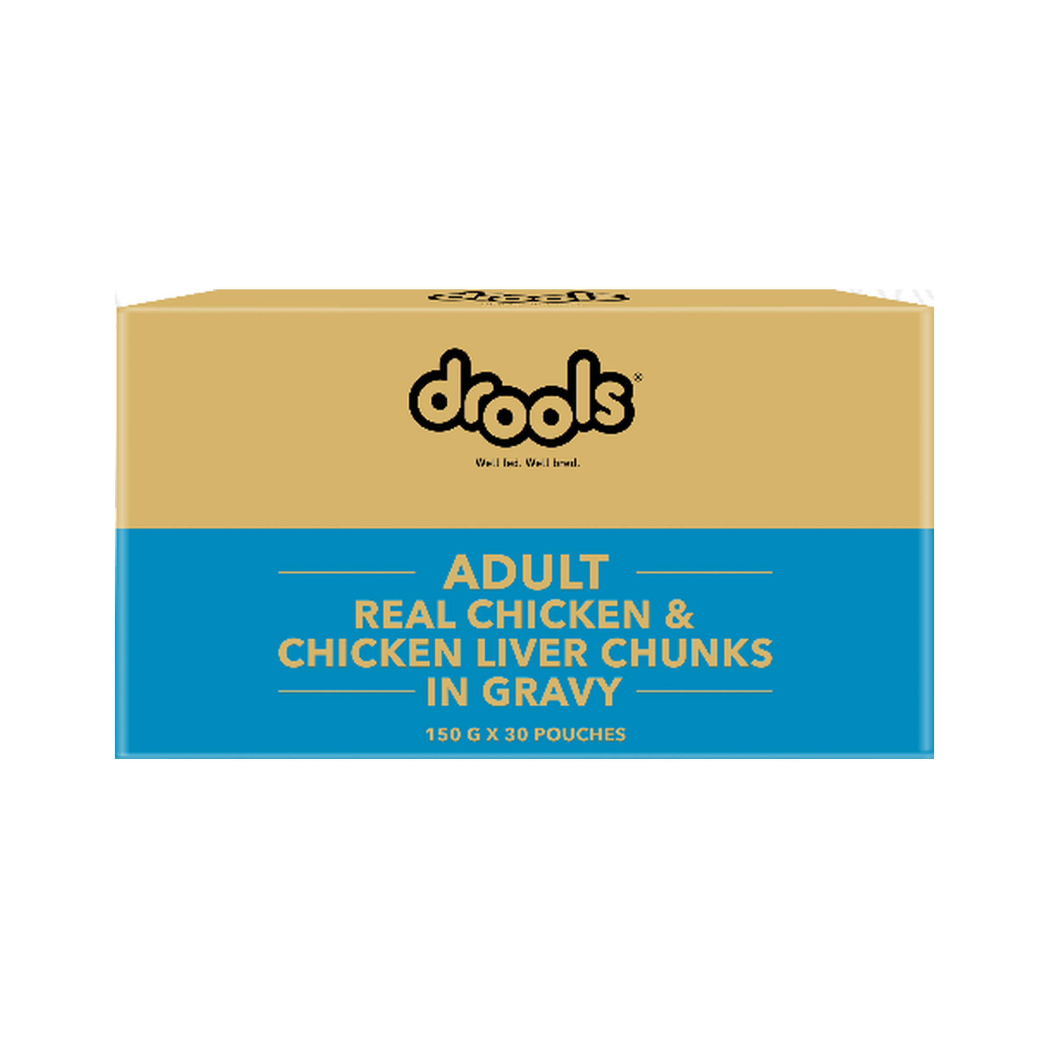 Drools Adult Wet Dog Food - Real Chicken & Chicken Liver in Gravy, 150 g × 30 Pouches