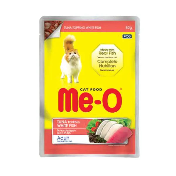 Me‑O Tuna and White Fish Topping Pouch for Cats - 80 g × 12 Pouches