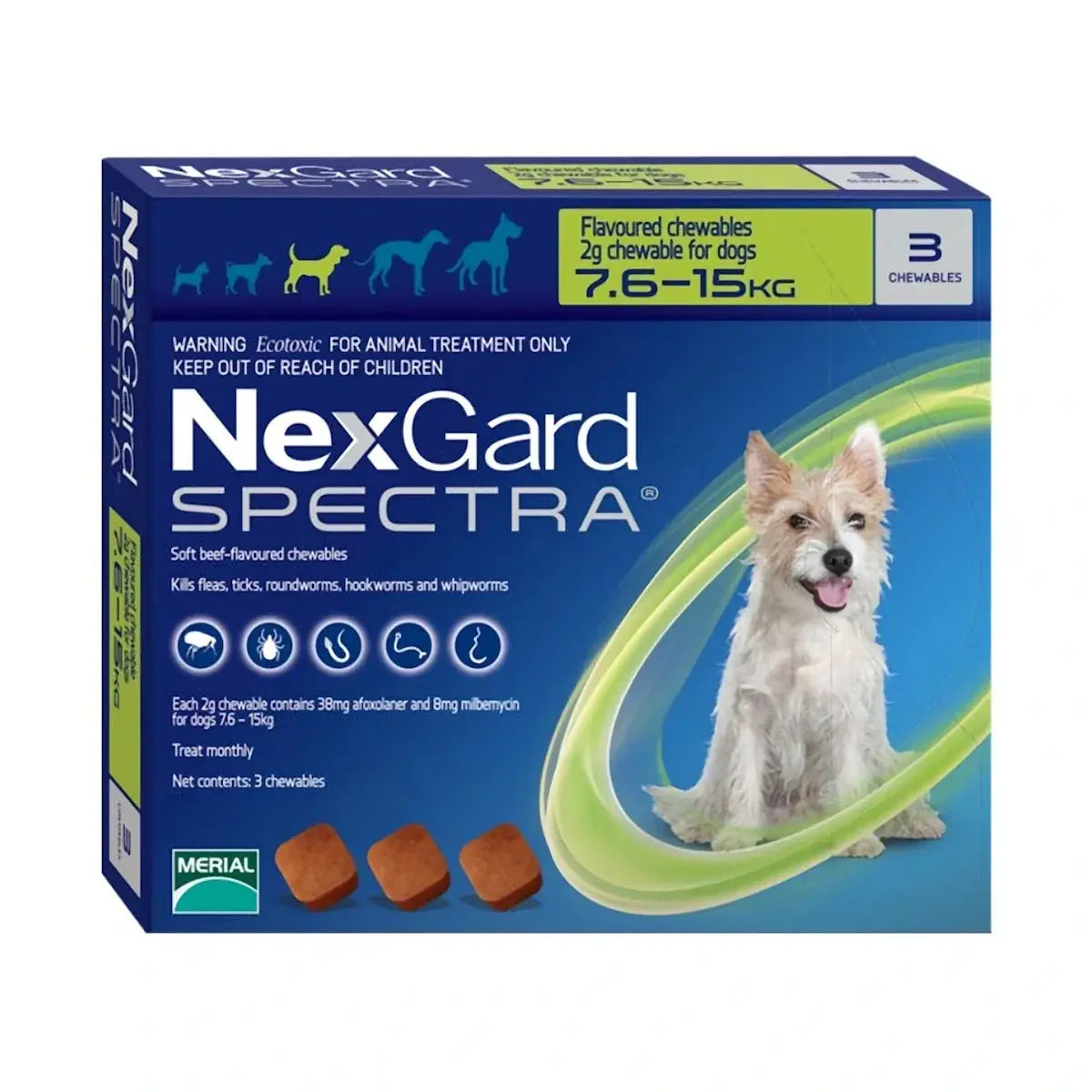 NexGard Spectra Medium Dogs 7.5-15 kg (3 Chews)