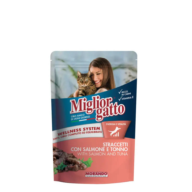 Migliorgatto Strips with Salmon and Tuna - 100 g Pouch