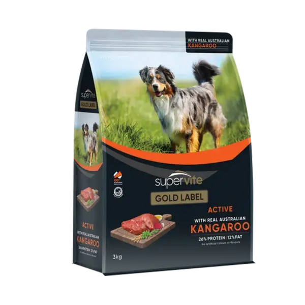 Supervite Gold Label Active Kangaroo Dry Dog Food - 3kg