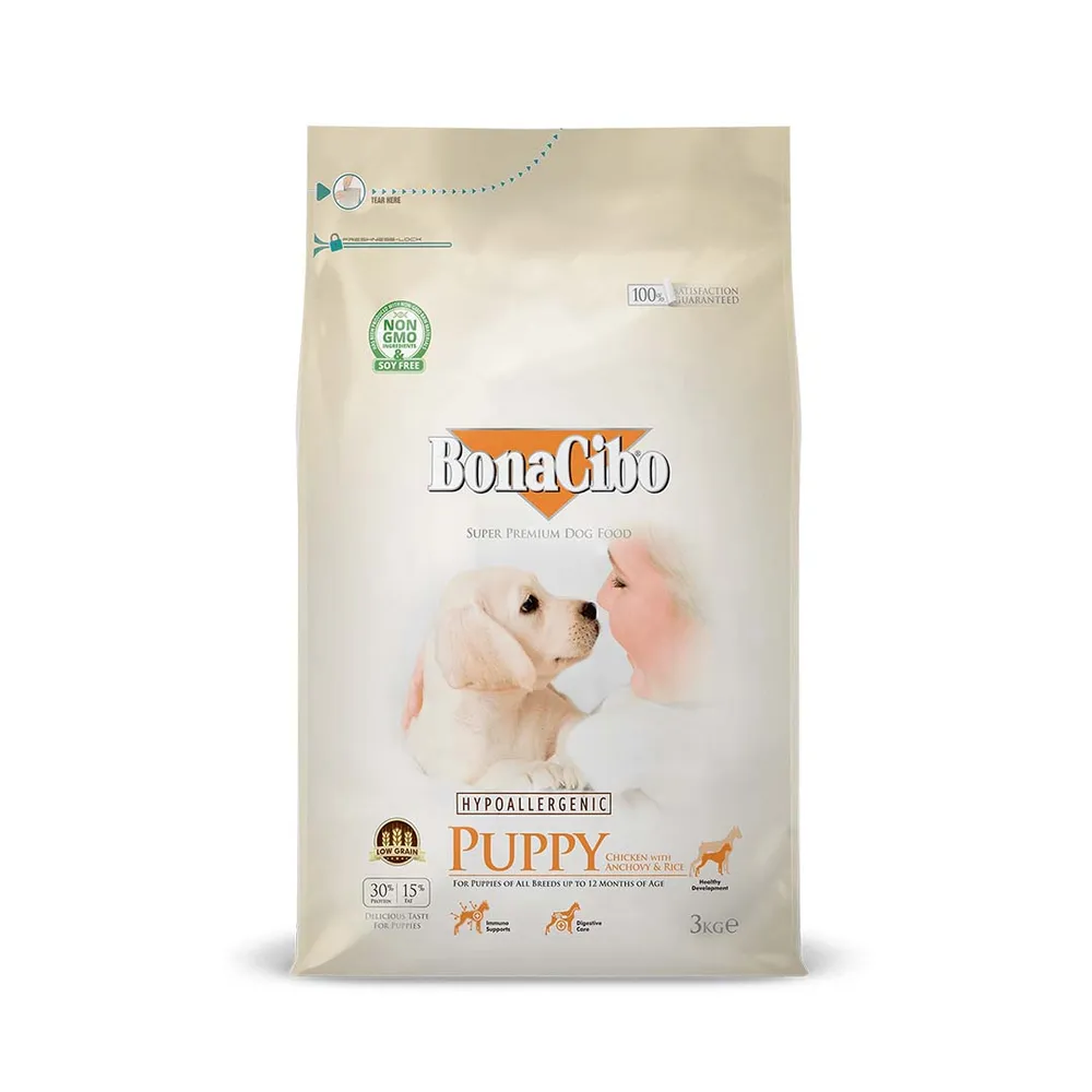 BonaCibo Hypoallergenic Puppy Chicken & Rice Dry Dog Food - 3kg